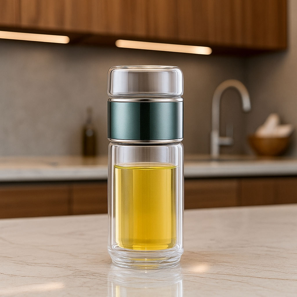 Emerald Essence – Double-Wall Glass Bottle – Tea & Infused Water