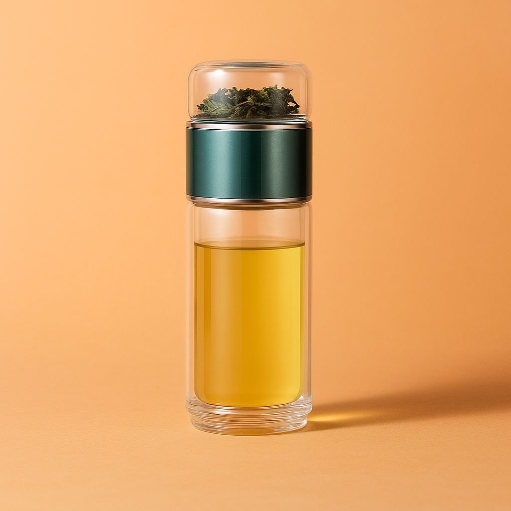 Emerald Essence – Double-Wall Glass Bottle – Tea & Infused Water